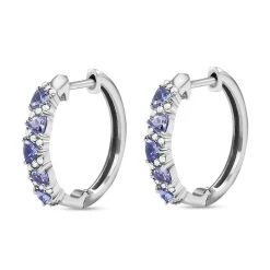 Tansanit, Weißer Zirkon Ohrringe, 925 Silber Platiniert Ca. 0.99 Ct -Schmuck Shoplc 7566944 3