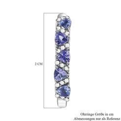 Tansanit, Weißer Zirkon Ohrringe, 925 Silber Platiniert Ca. 0.99 Ct -Schmuck Shoplc 7566944 5