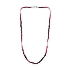 Afrikanischer Rubin (Fissure Gefüllt) Halskette Ca. 45 Cm 925 Silber Ca. 65.00 Ct