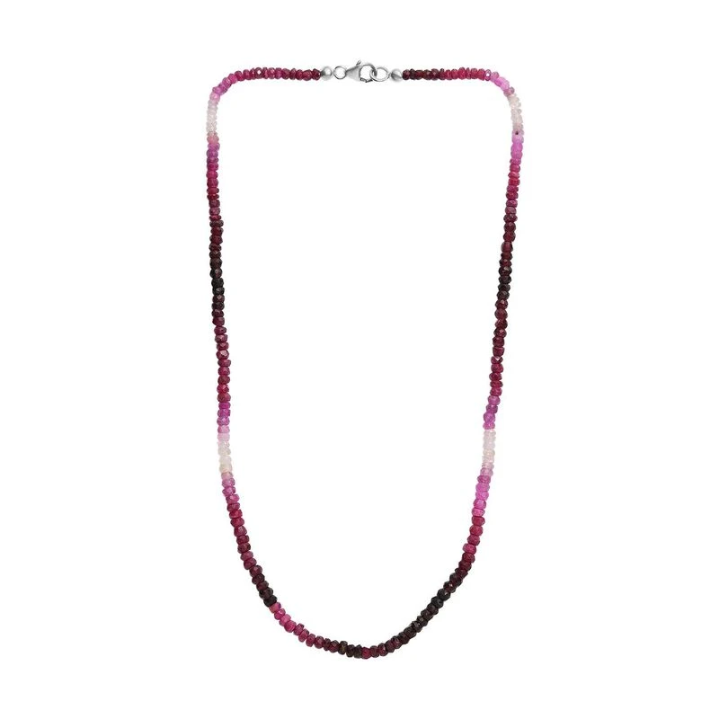 Afrikanischer Rubin (Fissure Gefüllt) Halskette Ca. 45 Cm 925 Silber Ca. 65.00 Ct 3 Afrikanischer Rubin (Fissure Gefüllt) Halskette Ca. 45 Cm 925 Silber Ca. 65.00 Ct
