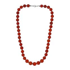 Roter Achat, Schwarzer Spinell Halskette Ca. 50 Cm 925 Silber Ca. 321.75 Ct