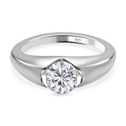 Moissanit Ringe 925 Silber Platiniert (Größe 17.00) Ca. 0.76 Ct