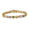 Mehrfarbiges Edelstein Armband Ca. 19 Cm 925 Silber Vergoldet Ca. 20.01 Ct -Schmuck Shoplc 7567206