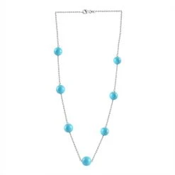 Amerikanische, Natürliche Sleeping Beauty Türkis Halskette, Ca. 50 Cm 925 Silber Ca. 35.00 Ct -Schmuck Shoplc 7567261 3