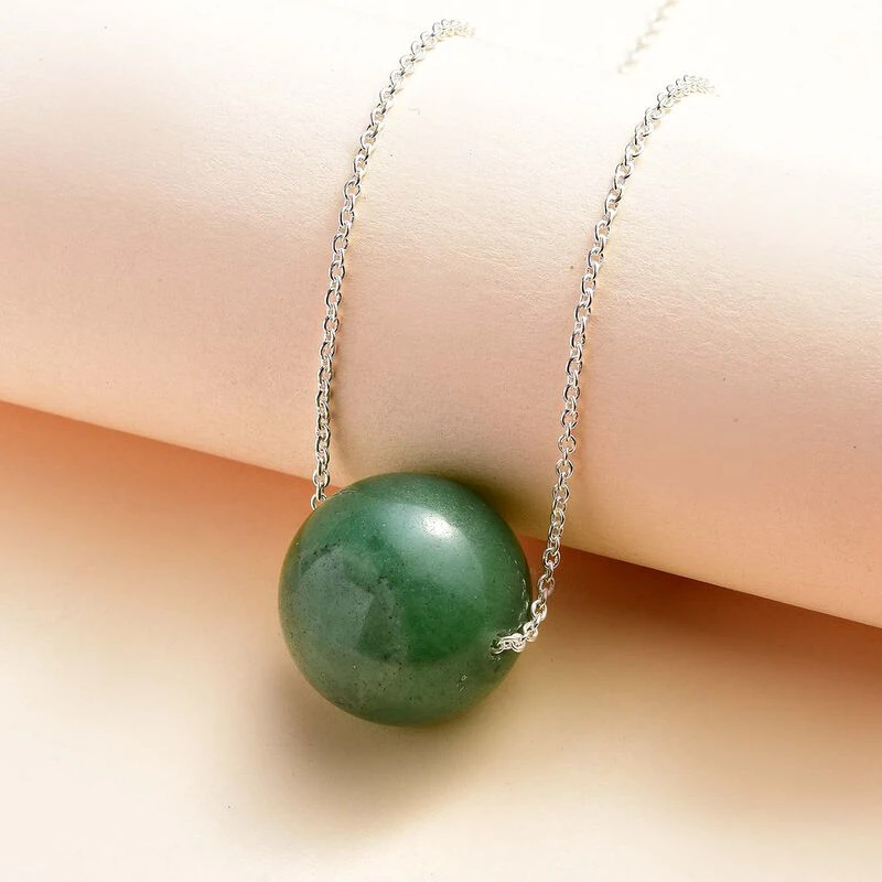 Grüner Aventurin Halskette Ca. 50 Cm 925 Silber Ca. 50.00 Ct 4 Grüner Aventurin Halskette Ca. 50 Cm 925 Silber Ca. 50.00 Ct – Bild 2