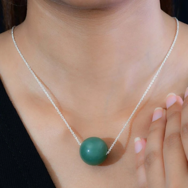 Grüner Aventurin Halskette Ca. 50 Cm 925 Silber Ca. 50.00 Ct 5 Grüner Aventurin Halskette Ca. 50 Cm 925 Silber Ca. 50.00 Ct – Bild 3