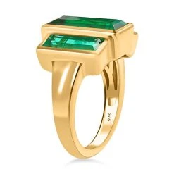 Smaragd-Triplette-Quarz Ring, 925 Silber Vergoldet (Größe 16.00) Ca. 5.43 Ct -Schmuck Shoplc 7567373 4