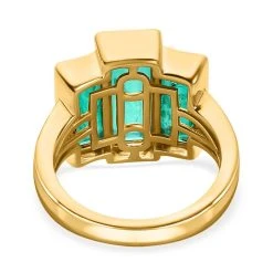 Smaragd-Triplette-Quarz Ring, 925 Silber Vergoldet (Größe 16.00) Ca. 5.43 Ct -Schmuck Shoplc 7567373 5