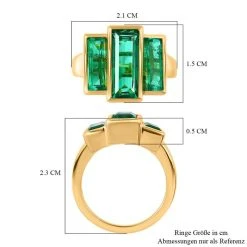 Smaragd-Triplette-Quarz Ring, 925 Silber Vergoldet (Größe 16.00) Ca. 5.43 Ct -Schmuck Shoplc 7567373 6