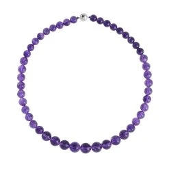 AAA Afrikanischer Amethyst Halskette, (9-13mm), Ca. 50 Cm 925 Silber Rhodiniert Ca. 400.00 Ct