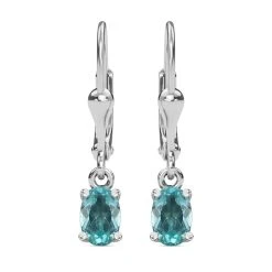 Minz Apatit Ohrringe, 925 Silber Platiniert Ca. 1.01 Ct