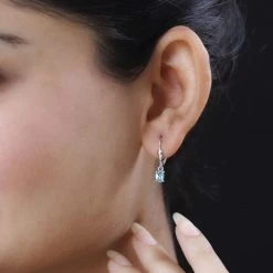 Minz Apatit Ohrringe, 925 Silber Platiniert Ca. 1.01 Ct -Schmuck Shoplc 7568319 2