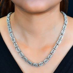 Designer Inspirierte 925 Silber Platiniert Halskette, Ca. 45 Cm Ca. 38,00g -Schmuck Shoplc 7569067 2
