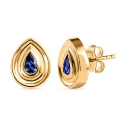 AAA Tansanit Ohrringe, 925 Silber Gelbgold Vermeil Ca. 0.44 Ct