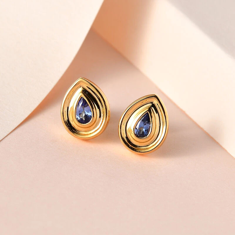 AAA Tansanit Ohrringe, 925 Silber Gelbgold Vermeil Ca. 0.44 Ct 4 AAA Tansanit Ohrringe, 925 Silber Gelbgold Vermeil Ca. 0.44 Ct – Bild 2