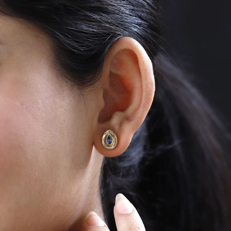 AAA Tansanit Ohrringe, 925 Silber Gelbgold Vermeil Ca. 0.44 Ct 5 AAA Tansanit Ohrringe, 925 Silber Gelbgold Vermeil Ca. 0.44 Ct – Bild 3