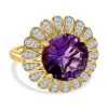 Afrikanischer Amethyst, Weißer Zirkon Ringe 925 Silber Gelbgold Vermeil (Größe 18.00) Ca. 4.41 Ct -Schmuck Shoplc 7569288