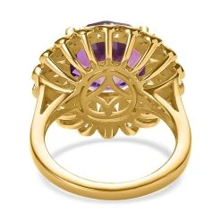 Afrikanischer Amethyst, Weißer Zirkon Ringe 925 Silber Gelbgold Vermeil (Größe 18.00) Ca. 4.41 Ct -Schmuck Shoplc 7569288 5