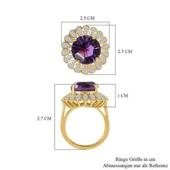 Afrikanischer Amethyst, Weißer Zirkon Ringe 925 Silber Gelbgold Vermeil (Größe 18.00) Ca. 4.41 Ct -Schmuck Shoplc 7569288 6