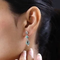 Sierra Nevada Türkis Ohrringe 925 Silber Platiniert Ca. 2.27 Ct -Schmuck Shoplc 7569656 2