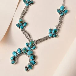 Sierra Nevada Türkis Halskette Ca. 45 Cm 925 Silber Platiniert Ca. 15.81 Ct -Schmuck Shoplc 7569669 1