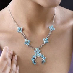 Sierra Nevada Türkis Halskette Ca. 45 Cm 925 Silber Platiniert Ca. 15.81 Ct -Schmuck Shoplc 7569669 2