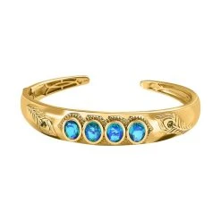 Paraiba Pfau Triplet Quarz, Natürlicher Chromdiopsid Armreif, Ca. 19 Cm 925 Silber Vergoldet Ca. 8.68 Ct