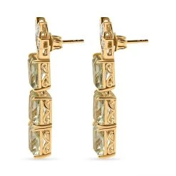 Prasiolite, Weißer Zirkon Ohrringe 925 Silber Vergoldet Ca. 12.69 Ct -Schmuck Shoplc 7569973 3