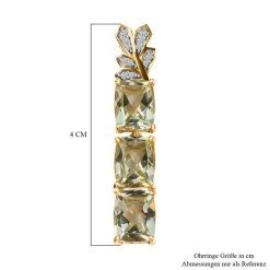 Prasiolite, Weißer Zirkon Ohrringe 925 Silber Vergoldet Ca. 12.69 Ct -Schmuck Shoplc 7569973 4