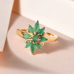 Kagem Sambischer Smaragd Ring, 925 Silber Vergoldet (Größe 18.00) Ca. 0.83 Ct 10 Kagem Sambischer Smaragd Ring, 925 Silber Vergoldet (Größe 18.00) Ca. 0.83 Ct -Schmuck Shoplc 7571151 1