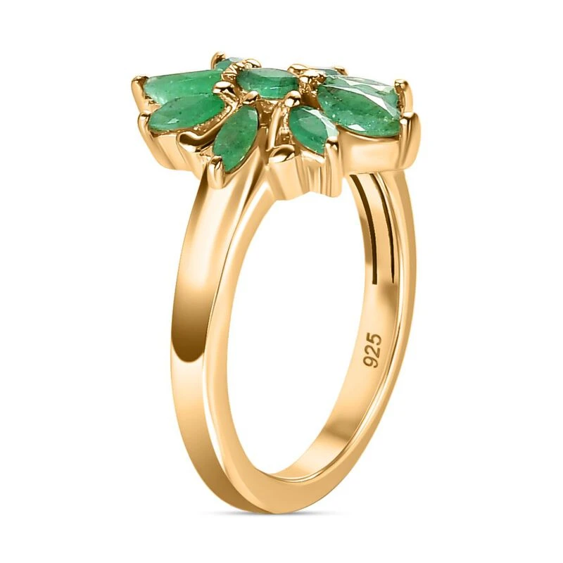 Kagem Sambischer Smaragd Ring, 925 Silber Vergoldet (Größe 18.00) Ca. 0.83 Ct 7 Kagem Sambischer Smaragd Ring, 925 Silber Vergoldet (Größe 18.00) Ca. 0.83 Ct – Bild 5