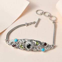 Weißer Büffel, Peridot Armband Ca. 19 Cm 925 Silber Platiniert Ca. 5.01 Ct -Schmuck Shoplc 7571422 1