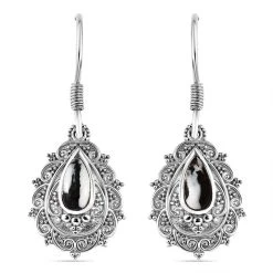 Weißer Büffel Ohrringe 925 Silber Platiniert Ca. 1.48 Ct