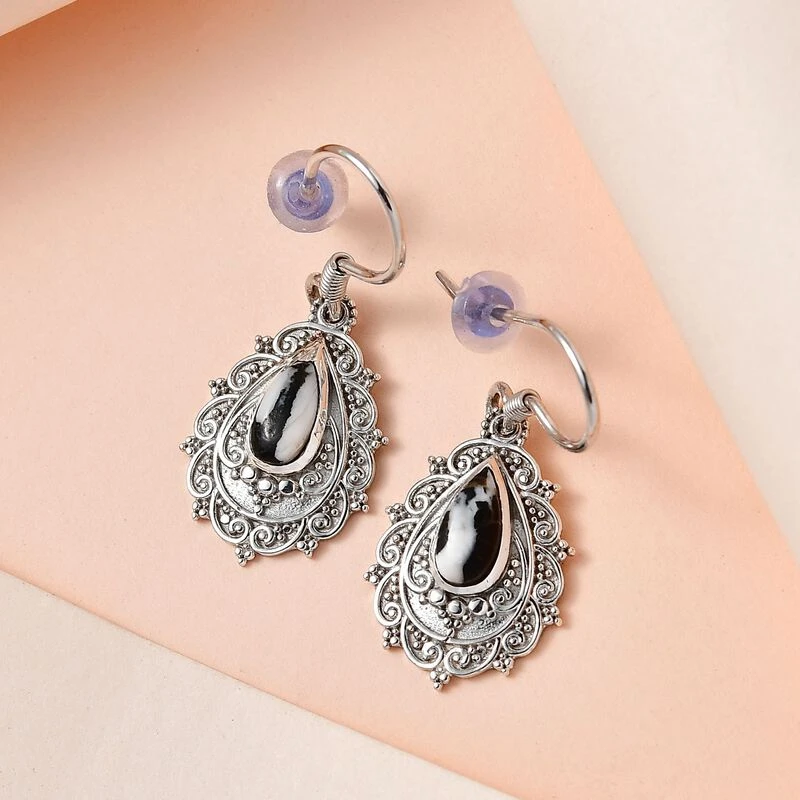 Weißer Büffel Ohrringe 925 Silber Platiniert Ca. 1.48 Ct 4 Weißer Büffel Ohrringe 925 Silber Platiniert Ca. 1.48 Ct – Bild 2