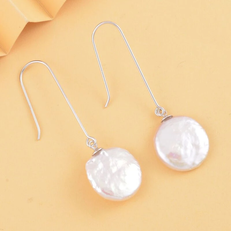 Weiße Süßwasser Perle Ohrringe 925 Silber Rhodiniert Ca. 4 Weiße Süßwasser Perle Ohrringe 925 Silber Rhodiniert Ca. – Bild 2