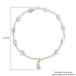 Keshi Perle, Weiße Süßwasser Perle Halskette, Ca. 53.25 Cm 925 Silber Vergoldet -Schmuck Shoplc 7571600 3