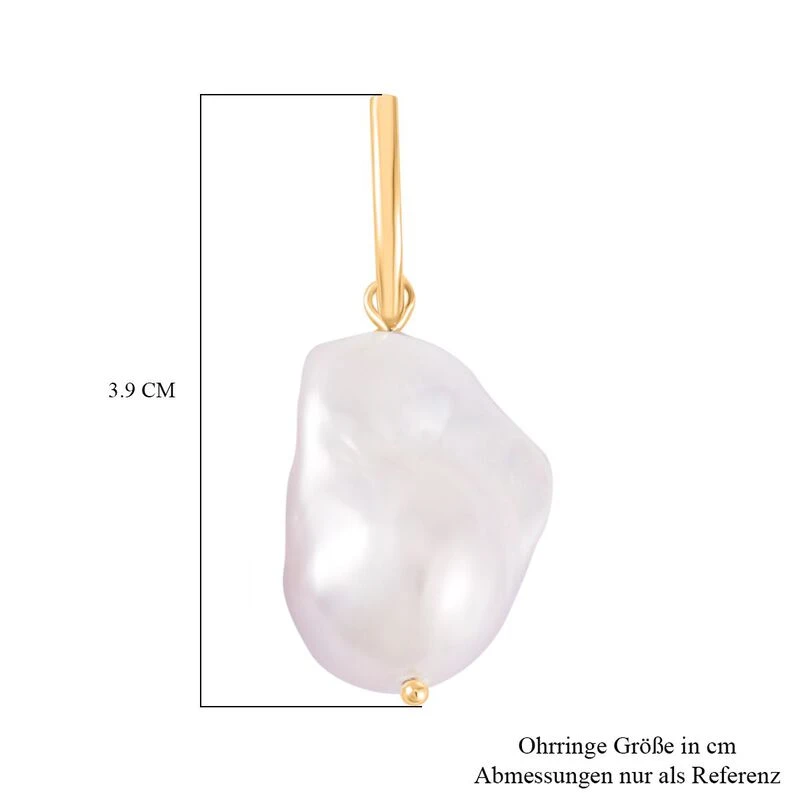 Weiße Barockperle Ohrringe 925 Silber Gelbgold Vermeil 7 Weiße Barockperle Ohrringe 925 Silber Gelbgold Vermeil – Bild 5