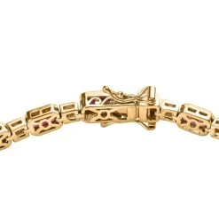 Afrikanischer Rubin (Fissure Gefüllt), Weißer Zirkon Armband Ca. 20 Cm 925 Silber Vergoldet Ca. 14.85 Ct 10 Afrikanischer Rubin (Fissure Gefüllt), Weißer Zirkon Armband Ca. 20 Cm 925 Silber Vergoldet Ca. 14.85 Ct -Schmuck Shoplc 7571907 3