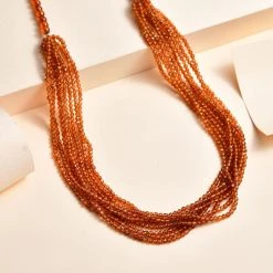 Hessonit Granat Mehrsträngige Halskette, Ca. 50 Cm 925 Silber Ca. 100.00 Ct -Schmuck Shoplc 7571953 1