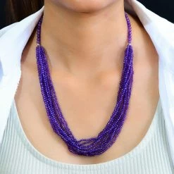 Afrikanischer Amethyst Mehrsträngige Halskette, Ca. 50 Cm 925 Silber Ca. 100.00 Ct -Schmuck Shoplc 7571974 2