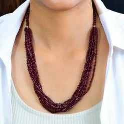 Rhodolith Granat Mehrsträngige Halskette, Ca. 50 Cm 925 Silber Ca. 100.00 Ct -Schmuck Shoplc 7571982 2