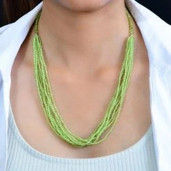 Natürliche Peridot Mehrsträngige Halskette, Ca. 50 Cm, 925 Silber Ca. 100.00 Ct -Schmuck Shoplc 7571984 2