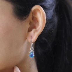 Paraiba Pfau Triplet Quarz Ohrringe 925 Silber Platiniert Ca. 4.70 Ct -Schmuck Shoplc 7571988 2