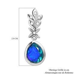 Paraiba Pfau Triplet Quarz, Weißer Zirkon Ohrringe 925 Silber Platiniert Ca. 5.42 Ct -Schmuck Shoplc 7572007 5