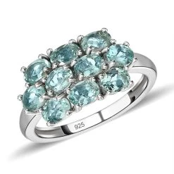 Minz Apatit Ring, 925 Silber Platiniert (Größe 17.00) Ca. 1.83 Ct -Schmuck Shoplc 7572058 3