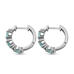 Minz Apatit, Weißer Zirkon Ohrringe, 925 Silber Platiniert Ca. 1.73 Ct -Schmuck Shoplc 7572070 3