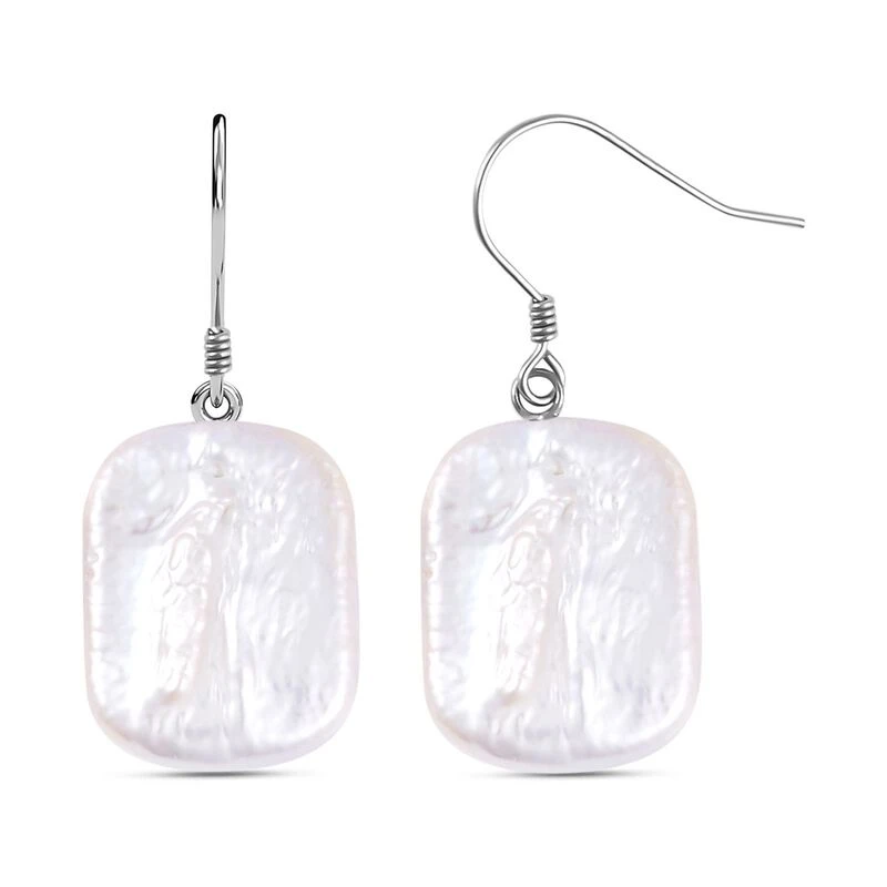 Weiße Süßwasser Perle Ohrringe 925 Silber Rhodiniert 3 Weiße Süßwasser Perle Ohrringe 925 Silber Rhodiniert