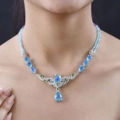 Paraiba Pfau Triplet Quarz Halskette Ca. 50 Cm 925 Silber Platiniert Ca. 82.13 Ct -Schmuck Shoplc 7572315 2