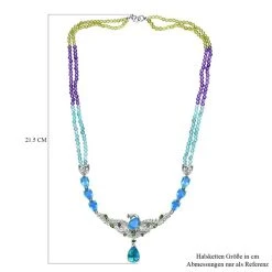 Paraiba Pfau Triplet Quarz Halskette Ca. 50 Cm 925 Silber Platiniert Ca. 82.13 Ct -Schmuck Shoplc 7572315 4