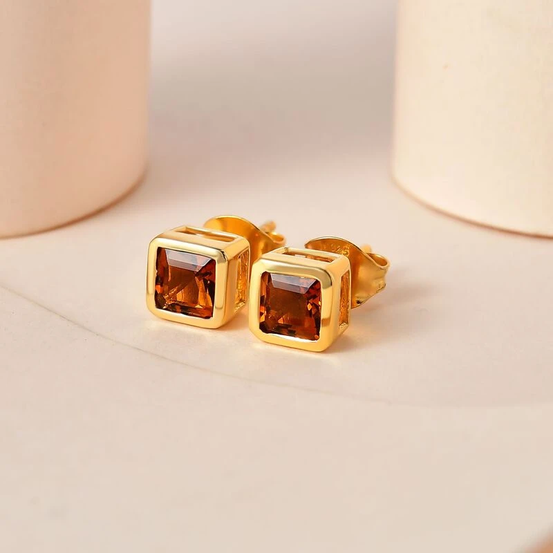 AA Madeira Citrin Ohrringe 925 Silber Vergoldet Ca. 1.20 Ct 4 AA Madeira Citrin Ohrringe 925 Silber Vergoldet Ca. 1.20 Ct – Bild 2